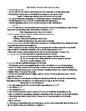 Đề cương ôn tập học kỳ I môn Vật lý Lớp 8