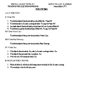 Đề cương ôn tập học kỳ II môn Địa lý Lớp 7 - 
