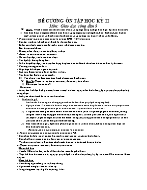 Đề cương ôn tập học kỳ II môn Giáo dục công dân 9