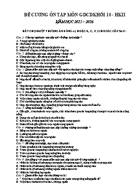 Đề cương ôn tập học kỳ II môn Giáo dục công d