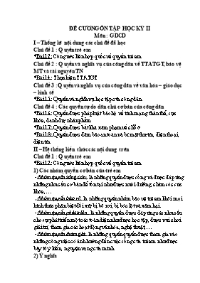 Đề cương ôn tập học kỳ II môn Giáo dục công d