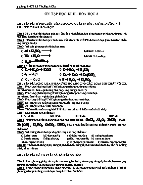 Đề cương ôn tập học kỳ II môn Hóa học 8