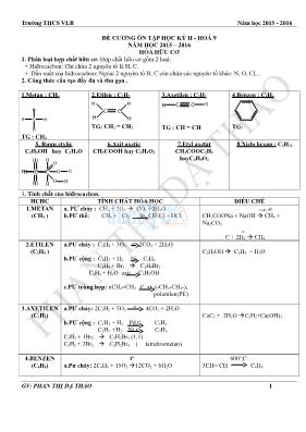 Đề cương ôn tập học kỳ II môn Hoá Lớp 9 - Năm