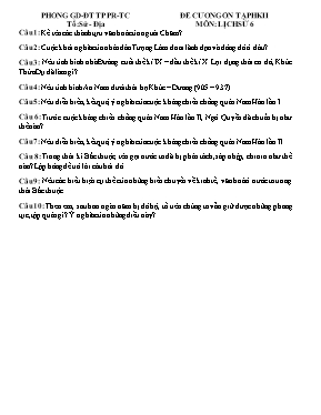 Đề cương ôn tập học kỳ II môn Lịch sử 6