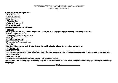 Đề cương ôn tập học kỳ II môn Ngữ văn Lớp 9 - Năm học 2016-2017