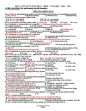 Đề cương ôn tập học kỳ II môn Sinh học Lớp 10