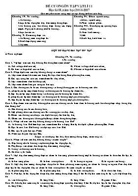 Đề cương ôn tập học kỳ II môn Vật lý Lớp 11 -
