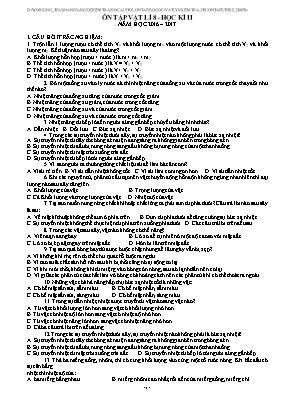 Đề cương ôn tập học kỳ II môn Vật lý Lớp 8 - 