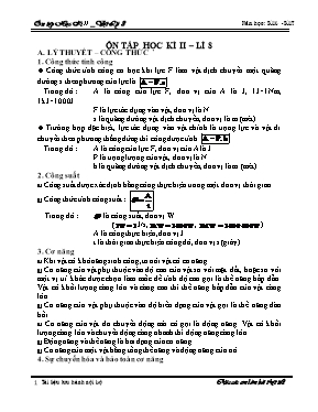 Đề cương ôn tập học kỳ II môn Vật lý Lớp 8