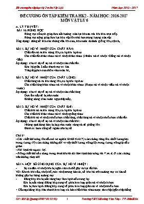 Đề cương ôn tập kiểm tra học kì II môn Vật lý