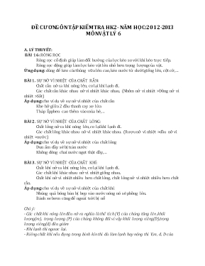 Đề cương ôn tập kiểm tra học kì II môn Vật lý