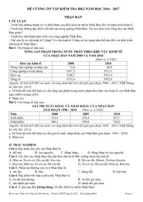 Đề cương ôn tập kiểm tra học kỳ II môn Địa lý