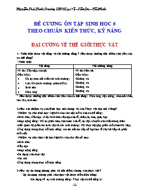 Đề cương ôn tập môn Sinh học Lớp 6 ( Chuẩn ki