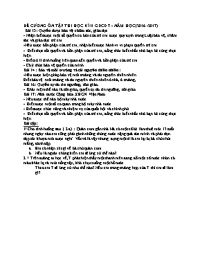 Đề cương ôn tập thi học kì II môn Giáo dục công dân Lớp 7 - Năm học 2016-2017