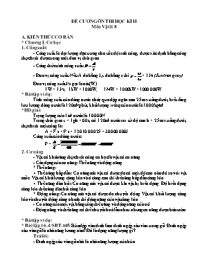 Đề cương ôn thi học kì II môn Vật lí 8