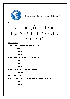 Đề cương ôn thi học kỳ 2 môn Lịch sử Lớp 7 - Năm học 2016-2017