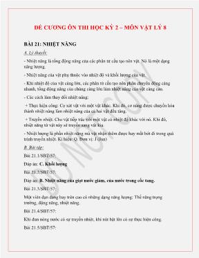 Đề cương ôn thi học kỳ 2 môn Vật lý 8