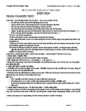 Đề cương ôn thi học kỳ 2 môn Vật lý Khối 7