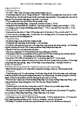 Đề cương ôn thi học kỳ I môn Địa lí 9