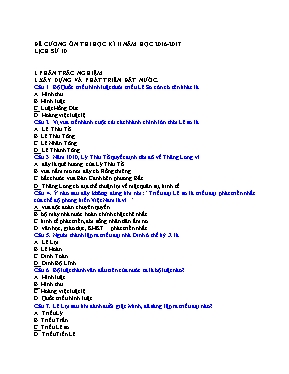 Đề cương ôn thi học kỳ II môn Lịch sử Lớp 10 - Năm học 2016-2017