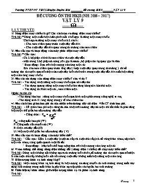 Đề cương ôn thi học kỳ II môn Vật lý Lớp 9 - Năm học 2016-2017