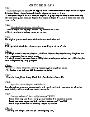 Đề cương ôn thi học kỳ II môn Vật lý Lớp 9