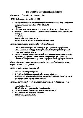 Đề cương ôn thi kỳ 2 môn Lịch sử Lớp 11