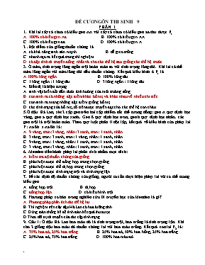 Đề cương ôn thi môn Sinh học Lớp 9