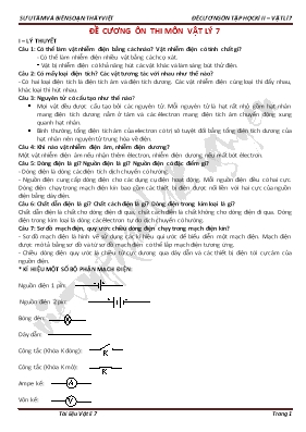 Đề cương ôn thi môn Vật lý Lớp 7