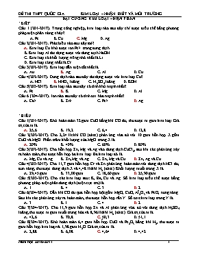 Đề cương ôn thi THPT Quốc gia môn Hóa học