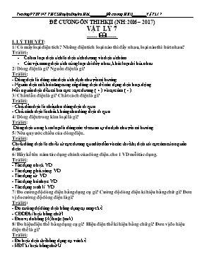 Đề cương ôn thi tra học kỳ II môn Vật lý Lớp 7 - Năm học 2016-2017