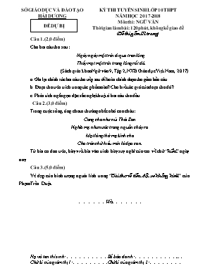 Đề dự bị thi tuyển sinh Lớp 10 THPT môn Ngữ v