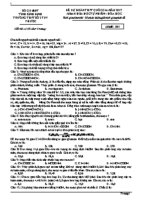 Đề dự đoán THPT Quốc gia môn Hóa học năm 2017