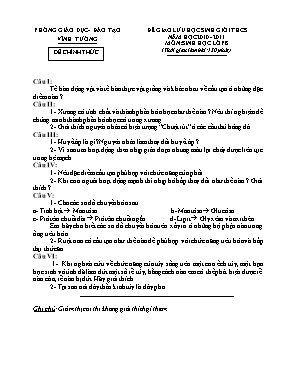 Đề giao lưu học sinh giỏi môn Sinh học Lớp 8 - Năm học 2010-2011 - Phòng GD & ĐT Vĩnh Tường (Có đáp án)