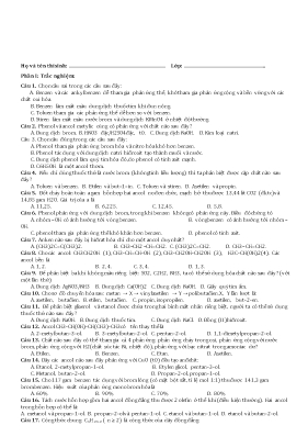 Đề học kỳ 2 môn Hóa học Lớp 11 (Nâng cao)