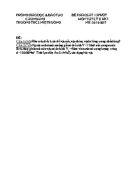 Đề khảo sát 15 phút học kỳ I môn Vật lý Lớp 8