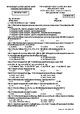 Đề khảo sát chất lượng đầu năm môn Hóa học Lớ