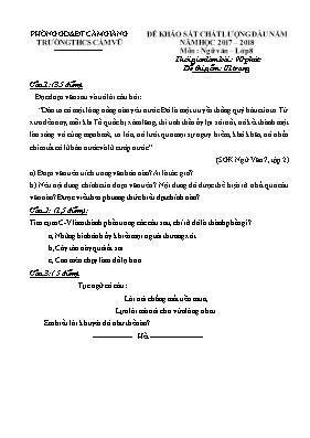 Đề khảo sát chất lượng đầu năm môn Ngữ văn Lớ