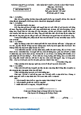 Đề khảo sát chất lượng giáo viên THCS môn Giáo dục công dân - Năm học 2015-2016 - Phòng GD & ĐT Tam Dương (Có đáp án)