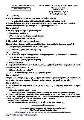 Đề khảo sát chất lượng giáo viên THCS môn Hóa học - Năm học 2015-2016 - Phòng GD & ĐT Tam Dương (Có đáp án)