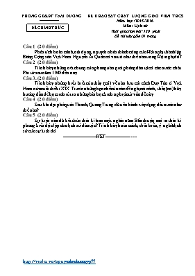Đề khảo sát chất lượng giáo viên THCS môn Lịch sử - Năm học 2015-2016 - Phòng GD & ĐT Tam Dương (Có đáp án)