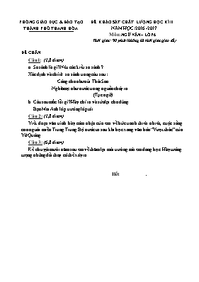 Đề khảo sát chất lượng học kì II môn Ngữ văn 