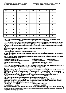 Đề khảo sát chất lượng môn Sinh học 12 năm 2017 - Trường THPT chuyên Lê Quý Đôn