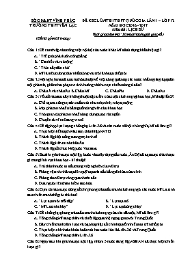 Đề khảo sát chất lượng ôn thi THPT Quốc gia lần 1 môn Lịch sử Lớp 12 - Năm học 2016-2017 - Trường THPT Yên Lạc (Có đáp án)