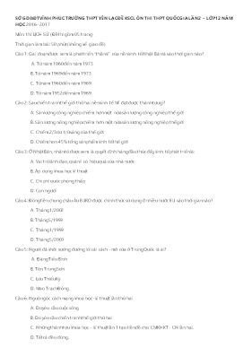 Đề khảo sát chất lượng ôn thi THPT Quốc gia l