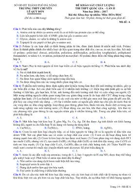 Đề khảo sát chất lượng thi THPT Quốc gia lần 