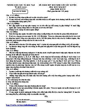 Đề khảo sát học sinh giỏi cấp huyện môn Sinh