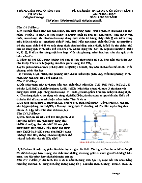 Đề khảo sát học sinh giỏi lần 1 môn Hóa học Lớp 9 - Năm học 2017-2018 - Phòng GD & ĐT Phúc Yên