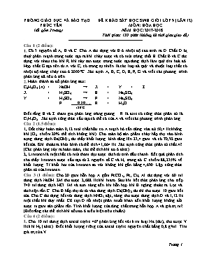 Đề khảo sát học sinh giỏi lần 12 môn Hóa học Lớp 9 - Năm học 2017-2018 - Phòng GD & ĐT Phúc Yên