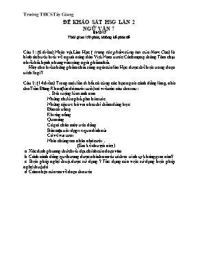 Đề khảo sát học sinh giỏi lần 2 môn Ngữ văn Lớp 7 - Trường THCS Tây Giang (Có đáp án)